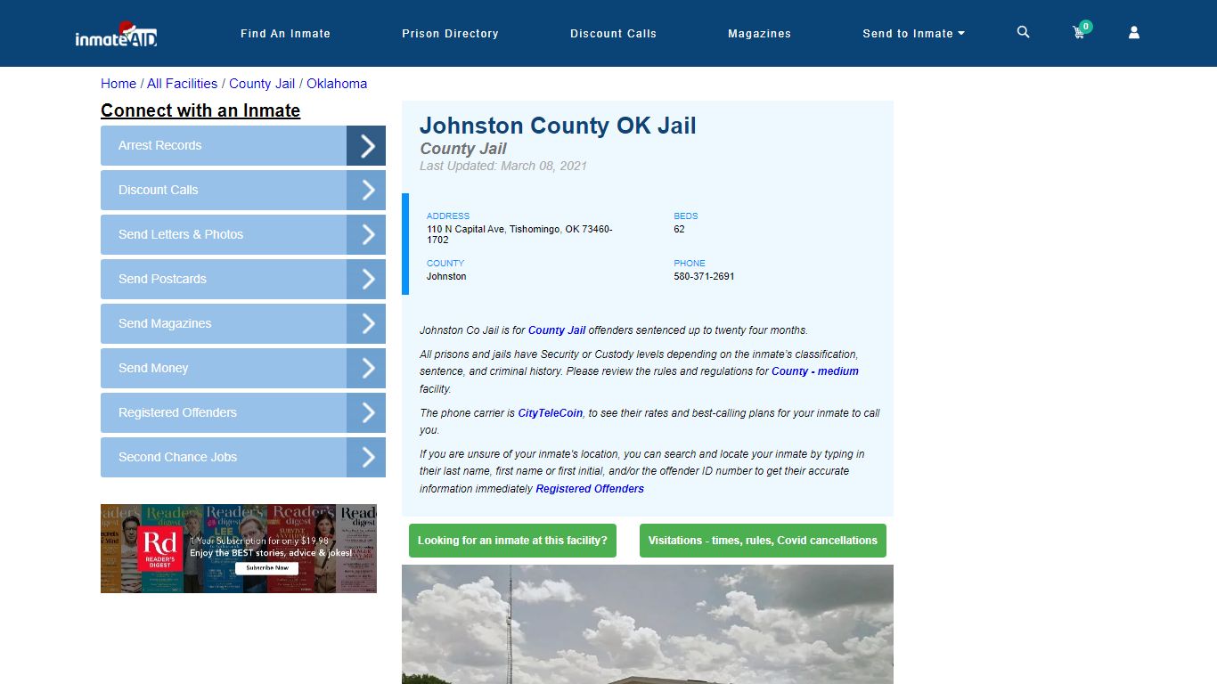 Johnston County OK Jail - Inmate Locator - Tishomingo, OK